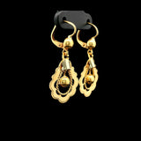 18k Yellow Gold 3.8g Vintage Drop Dangle Ball Earrings Italy 1.5"