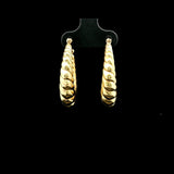 14k Yellow Gold 4g Ladies Ribbed Shrimp Hoop Earrings