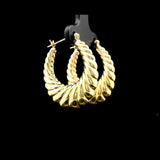 14k Yellow Gold 4g Ladies Ribbed Shrimp Hoop Earrings