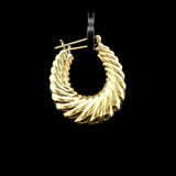 14k Yellow Gold 4g Ladies Ribbed Shrimp Hoop Earrings