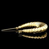 14k Yellow Gold 4g Ladies Ribbed Shrimp Hoop Earrings