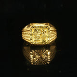 24k Pure Yellow Gold 7.4g Solid Fancy Diamond Cut Ring Size 7.5