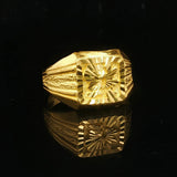 24k Pure Yellow Gold 7.4g Solid Fancy Diamond Cut Ring Size 7.5