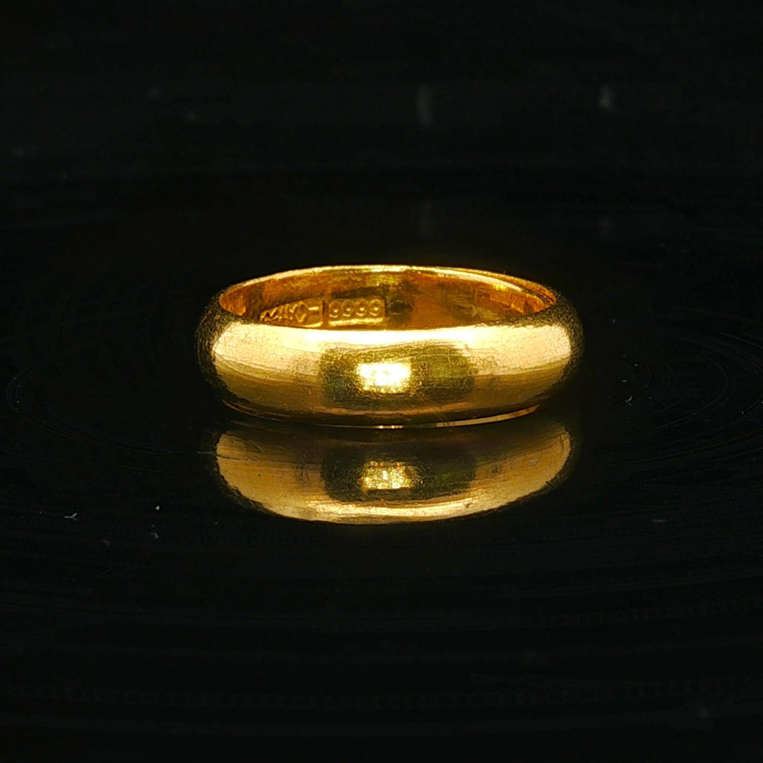 24k Pure Yellow Gold 7.2g Solid 4.5mm Wrap Band Ring Size 6.5