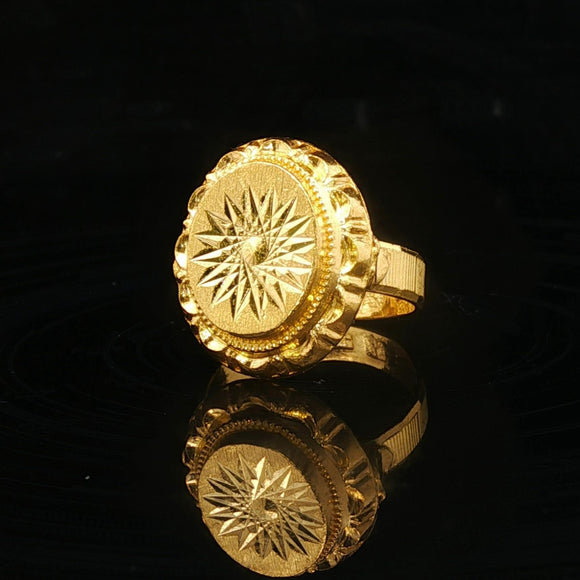 24k Pure Yellow Gold 5g Ladies Diamond Cut Fancy Ring Size 4.5