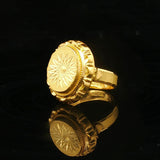 24k Pure Yellow Gold 5g Ladies Diamond Cut Fancy Ring Size 4.5