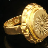 24k Pure Yellow Gold 5g Ladies Diamond Cut Fancy Ring Size 4.5