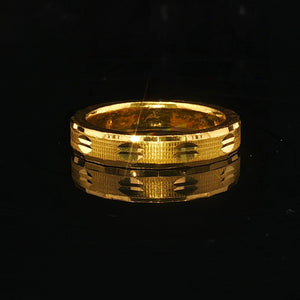 24k Pure Yellow Gold 8.8g Solid 4mm Diamond Cut Band Ring Size 6.25