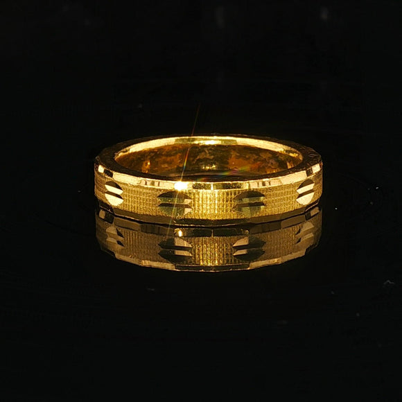 24k Pure Yellow Gold 8.8g Solid 4mm Diamond Cut Band Ring Size 6.25