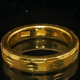 24k Pure Yellow Gold 8.8g Solid 4mm Diamond Cut Band Ring Size 6.25