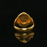 24k Pure Yellow Gold 6.9g Solid Fancy R Ring Size 6.5