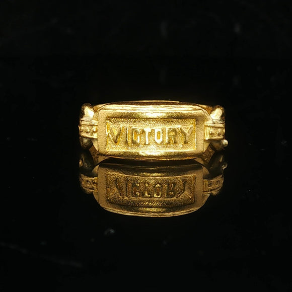 24k Pure Yellow Gold 5.7g Solid Victory Ring Size 5.5