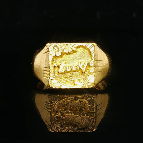 24k Pure Yellow Gold 7.6g Solid Lucky Floral Wrap Ring Size 7.5