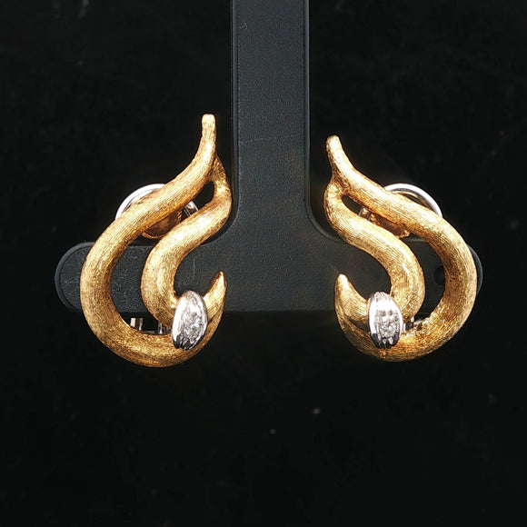 18k Yellow Gold and Diamond 9.3g Ladies Vintage Earclips 1