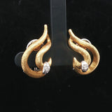 18k Yellow Gold and Diamond 9.3g Ladies Vintage Earclips 1"