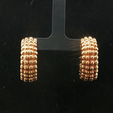 18k Yellow Gold 11.5g Vintage Beaded Thick Hoop Earrings Italy 1"