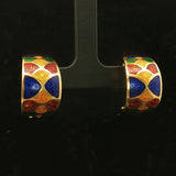 18k Yellow Gold and Enamel 10.7g Ladies Huggie Earrings Italy