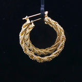 18k Yellow Gold 22g Solid Heavy Braided Rope Hoop Earrings 1.25"