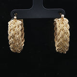 18k Yellow Gold 22g Solid Heavy Braided Rope Hoop Earrings 1.25"