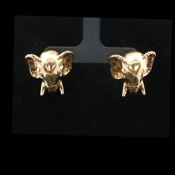 18k Yellow Gold 22.5g Solid Heavy Elephant Stud Earrings