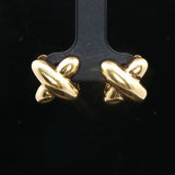 18k Yellow Gold 8.7g Solid Polished X Huggie Earrings