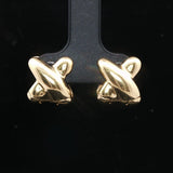 18k Yellow Gold 8.7g Solid Polished X Huggie Earrings