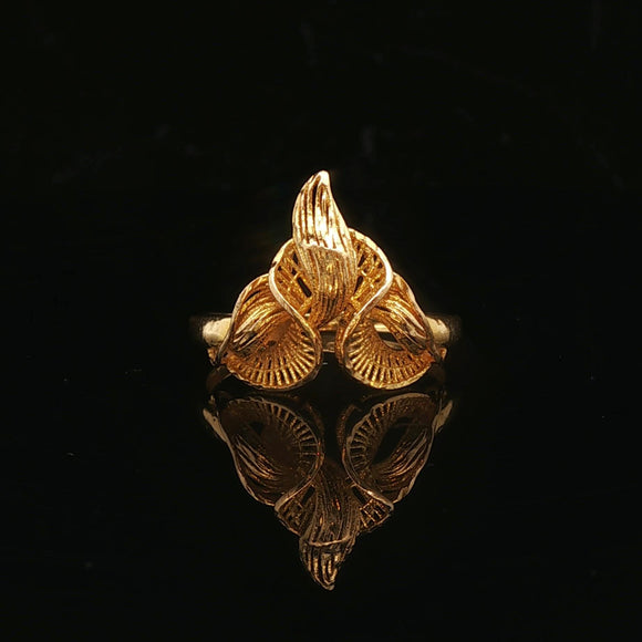21k Pure Yellow Gold 2.4g Ladies Fancy Ring Size 6.75