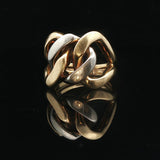 18k Yellow and White Gold 17g Solid Heavy Curb Link Ring Size 8.25