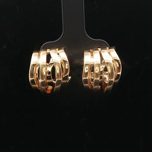 18k Yellow Gold 16g Solid Four Strand Abstract Huggie Earrings