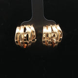 18k Yellow Gold 16g Solid Four Strand Abstract Huggie Earrings