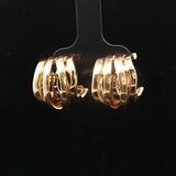 18k Yellow Gold 16g Solid Four Strand Abstract Huggie Earrings