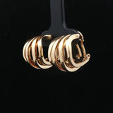 18k Yellow Gold 16g Solid Four Strand Abstract Huggie Earrings
