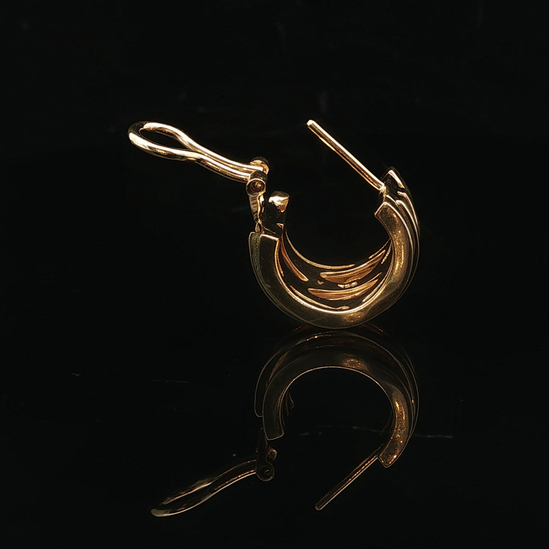18k Yellow Gold 16g Solid Four Strand Abstract Huggie Earrings