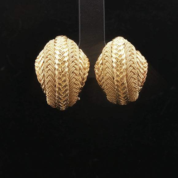 18k Yellow Gold 14.6g Solid Braided Textured Huggie Earrings Italy
