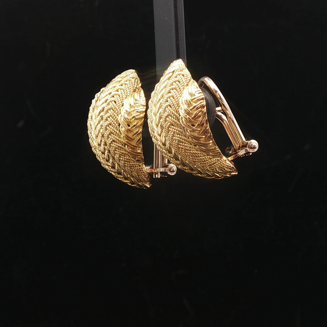 18k Yellow Gold 14.6g Solid Braided Textured Huggie Earrings Italy