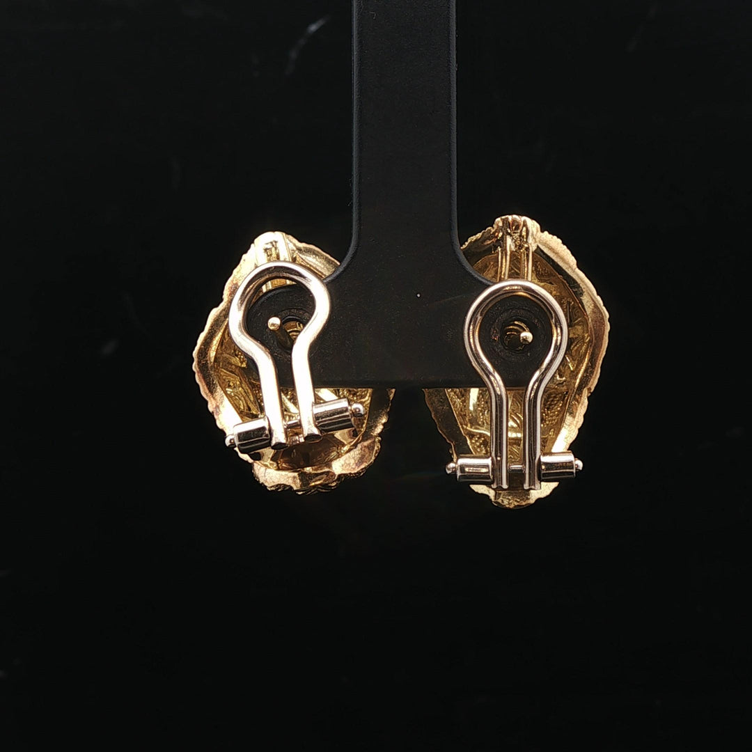 18k Yellow Gold 14.6g Solid Braided Textured Huggie Earrings Italy