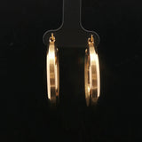 18k Yellow Gold 5.6g Ladies Hollow Ribbed Hoop Earrings 1.25"