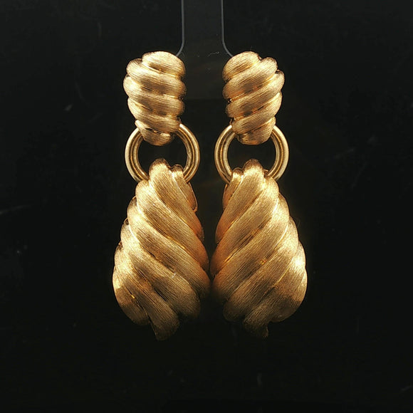 Henry Dunay 18k Yellow Gold Heavy 42.5g Brushed Finish Doorknocker Earrings 2