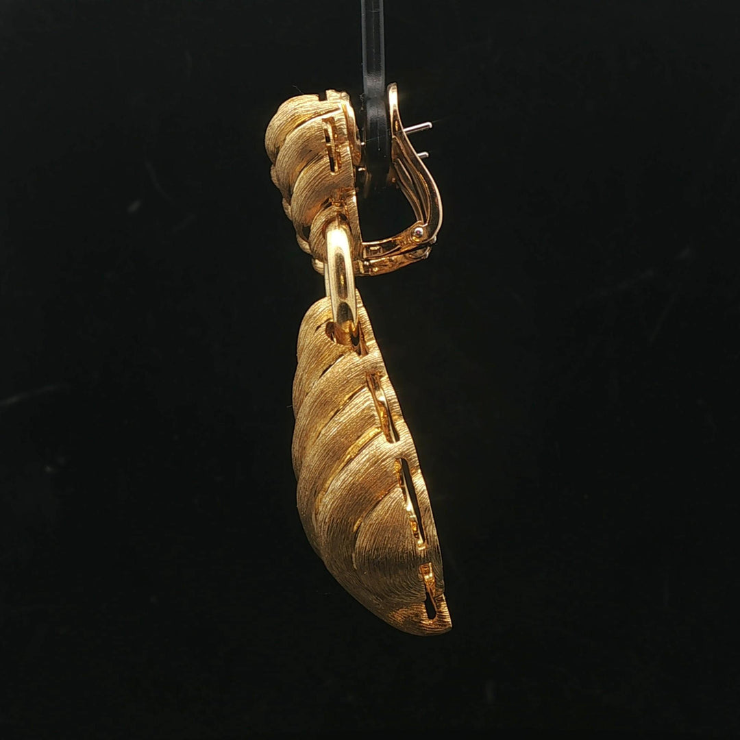 Henry Dunay 18k Yellow Gold Heavy 42.5g Brushed Finish Doorknocker Earrings 2"