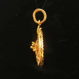 24k Pure Yellow Gold 6.5g Solid Diamond Cut Floral Heart Pendant
