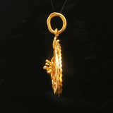 24k Pure Yellow Gold 6.5g Solid Diamond Cut Floral Heart Pendant