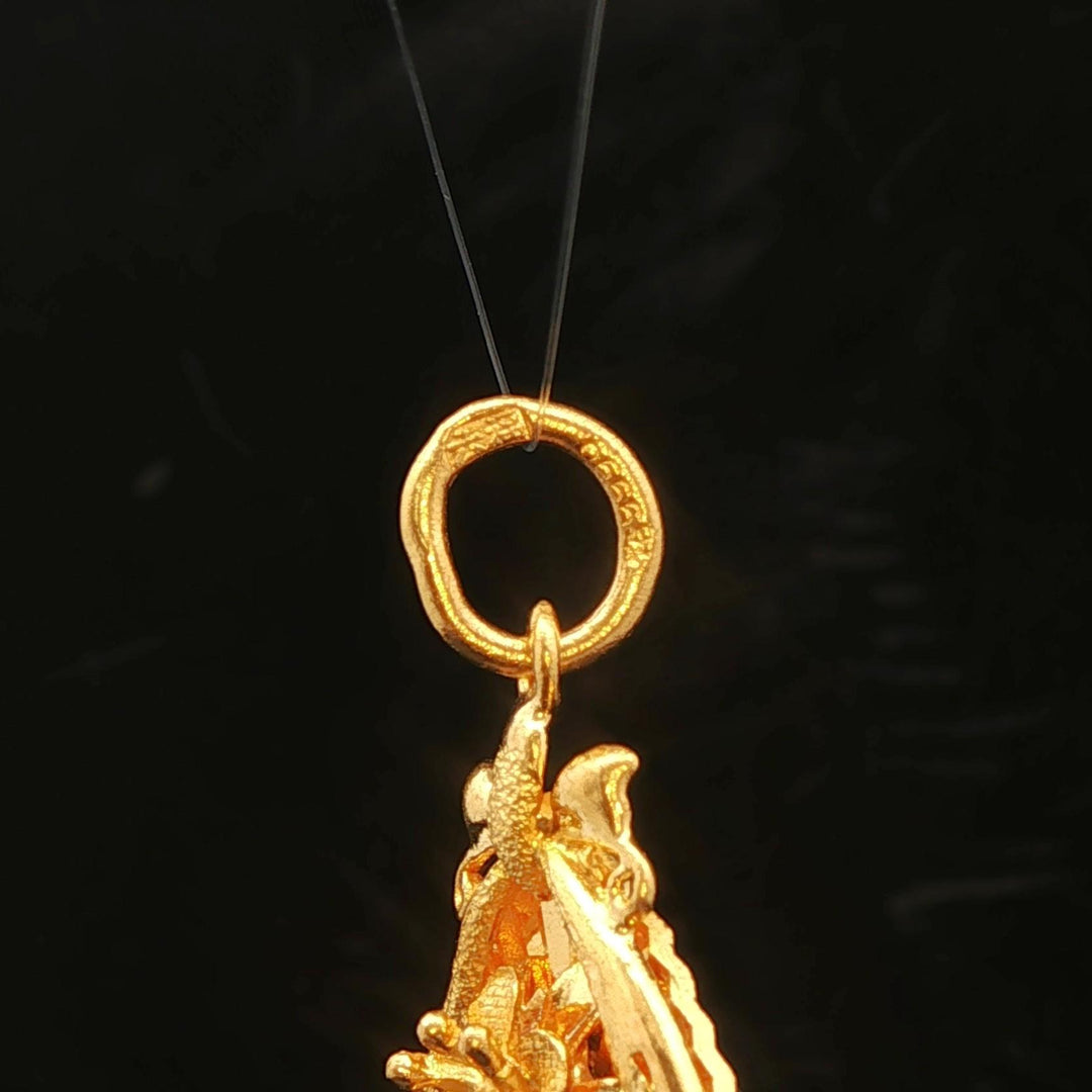 24k Pure Yellow Gold 6.5g Solid Diamond Cut Floral Heart Pendant