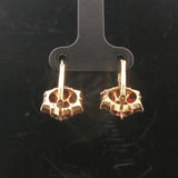 18k Yellow Gold and Red Garnet 5g Vintage Floral Drop Earrings Italy