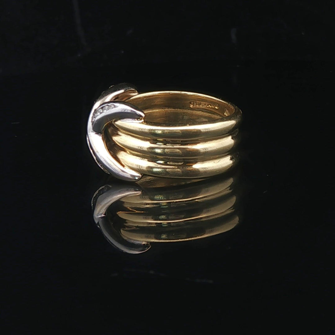 Le Vian 18k Yellow and White Gold and Diamond Solid X Ring Size 6.5