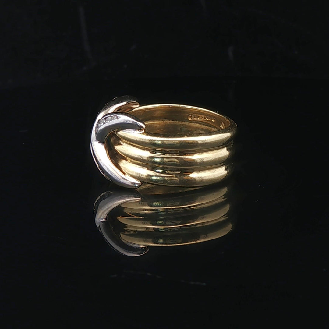 Le Vian 18k Yellow and White Gold and Diamond Solid X Ring Size 6.5