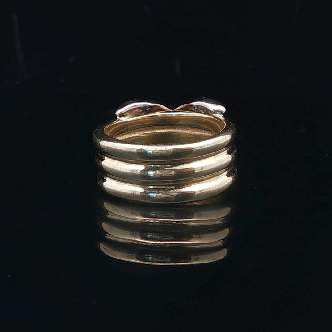 Le Vian 18k Yellow and White Gold and Diamond Solid X Ring Size 6.5