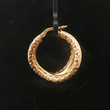 18k Yellow Gold 5g Vintage Curved Fancy Double Hoop Earrings Italy 1"