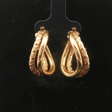 18k Yellow Gold 5g Vintage Curved Fancy Double Hoop Earrings Italy 1"