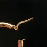 18k Yellow Gold 5g Vintage Curved Fancy Double Hoop Earrings Italy 1"