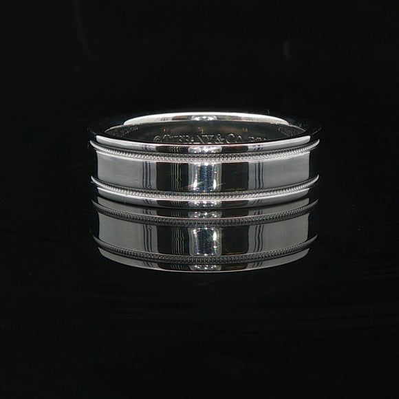 Tiffany & Co. Together Milgrain 14.5g Platinum 6mm Men's Band Ring Size 9.5